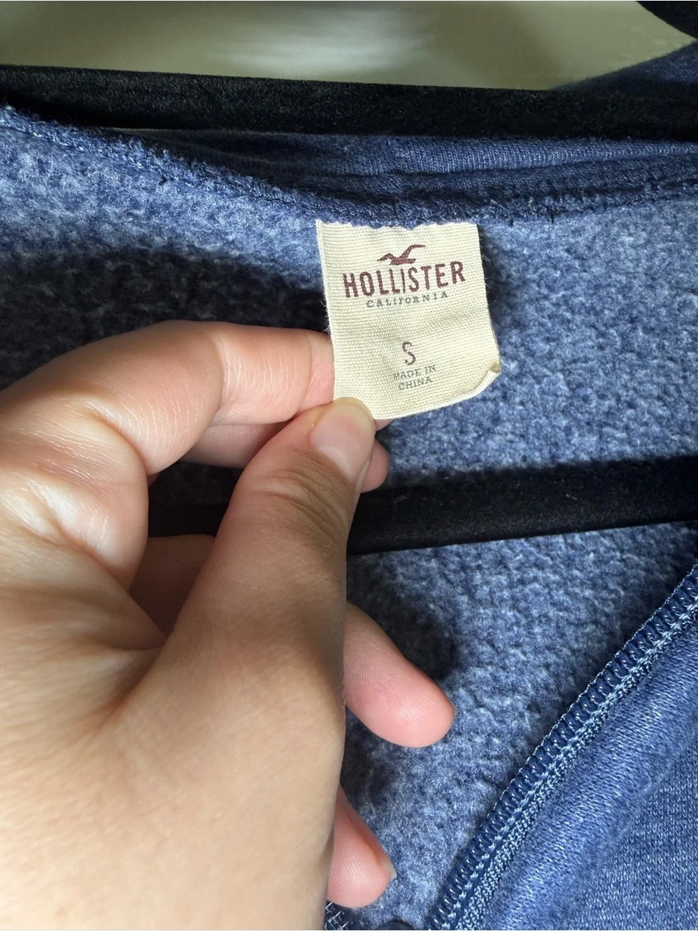 Hollister Co. Y2K Men’s Navy Blue Full-Zip Hoodie w/Drawstrings & Seagull Logo S